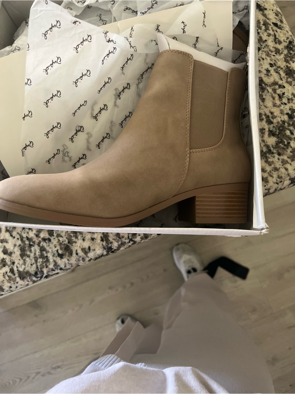 Qupid Taupe Chelsea Ankle Boot
